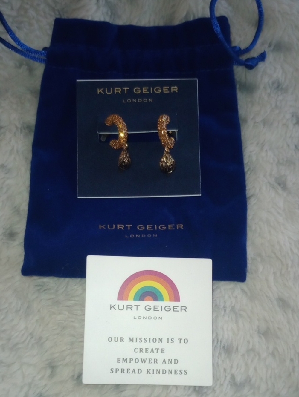 Kurt Geiger Amber Stone Hoop Eagle Drop Earrings